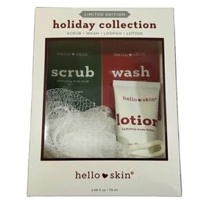 HELLO SKIN SCRUB WASH LOOFAH LOTION NWT